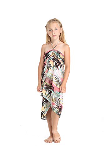 Girl Hawaiian Halter Dress in Neon Sunset4