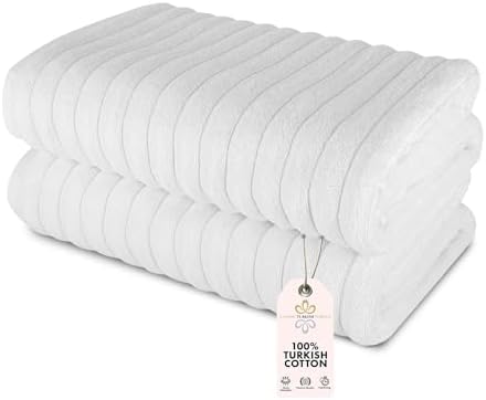 Classic Turkish Towels CTT - Premium 2 Piece Jumbo Bath Sheets, 100% Turkish Cotton, Absorbent & Ultra Comfy Bath Towel Sheets for Hotels & Spa | 40"x65" (White)