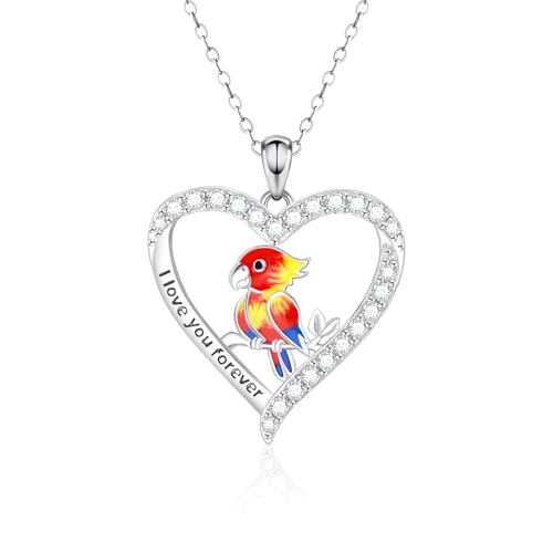 Pendentif Perroquet Oiseau I Love You Forever Cadeau Femme