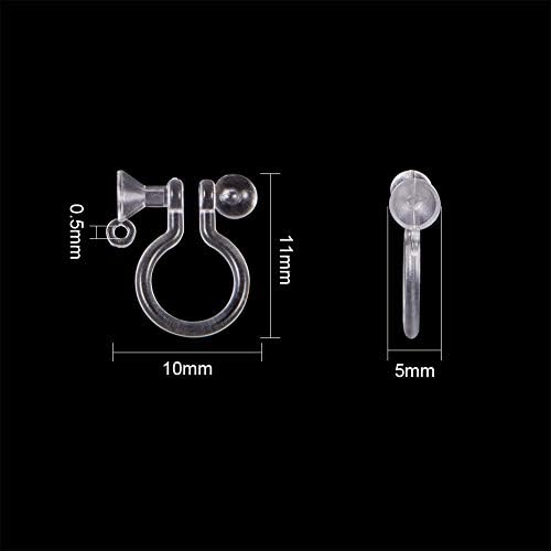 PandaHall Elite 30 pcs Transparent U Type Plastic Clip on Earring Converter for None Pierced Ears