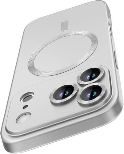 Image of DIZORO Magnetic Case for (iPhone 17 Pro Max) Case [Compatible with MagSafe][Built-in Camera Lens Protector] Slim Bumper Shockproof Metallic Luster Back Cover Phone Case - Silver