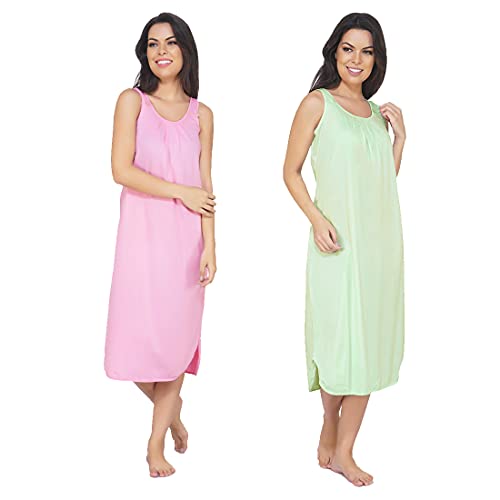 Image of BLAZON Women's Cotton Hosiery Solid Maxi Nighty Slip (Pack of 2) Available Sizes: S, M, L, XL, 2XL, 3XL, 4XL, 5XL