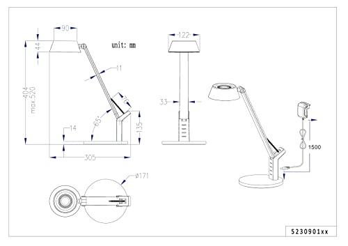 Trio Lighting Lampada Led Da Tavolo Ava Con Dimming, Nero - 6