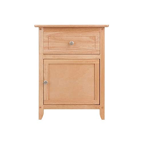 Pemberly Row Modern 1 Drawer 1 Cabinet Wooden Bedside Night Stand in Natural Finish