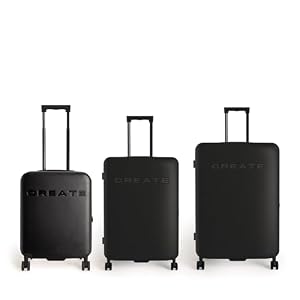 CREATE CREATE / Luggage Studio/Hartschalenkoffer-Set aus Polycarbonat Schwarz/TSA-Vorhängeschloss, 4 multidirektionale Doppelrollen, Innenorganisation, Starke und langlebige Materialien CREATE CREATE / Luggage Studio/Hartschalenkoffer-Set aus Polycarbonat Schwarz/TSA-Vorhängeschloss, 4 multidirektionale Doppelrollen, Innenorganisation, Starke und langlebige Materialien