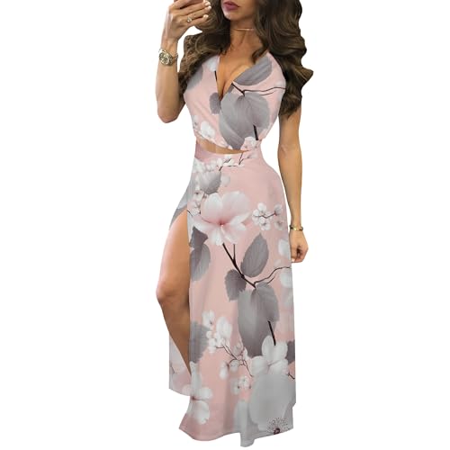Image of MESLIMA Two Piece Dresses Sets for Women Summer Boho Maxi Dresses
