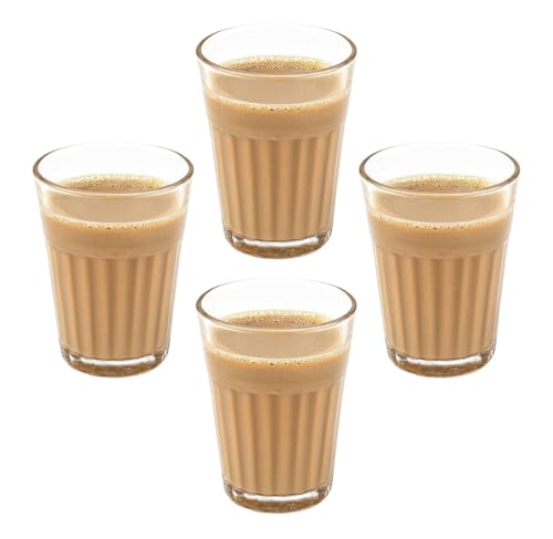 Image of AYUTAS - Set of 4 Cutting Tea Glass for Home & Kitchen, Milk, Coffee, Espresso & Tea Serving Glasses for Restaurant, Bars, Dhabas, Gifts & Special Events - 100 ML