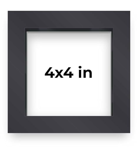 4x4 Inch Shadow Box Frame Contemporary Black Finish | 3/4" Depth of Usable Space| Vertical or Horizontal Display | Interior Size 4x4 Inch in| UV Resistant Acrylic, Acid-Free Backing, Wall Hangers |
