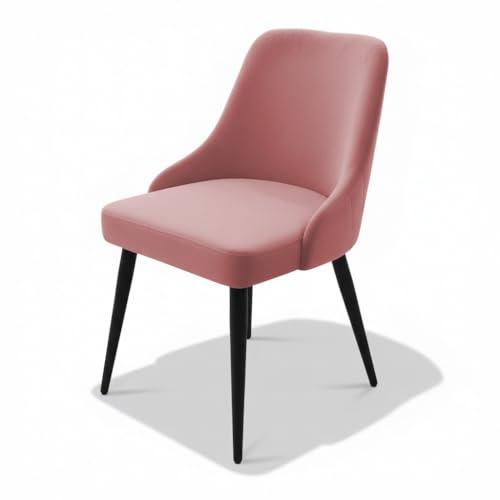 Image of Finch Fox Taskpro Modern Unique Velvet Upholstered Seating Living Room Dining Chair with Black Metal Legs in Pink Color (Set of 6)