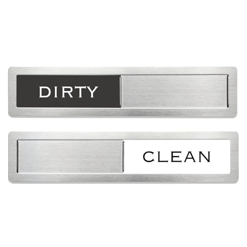 YEWGARB Dishwasher Magnet Clean Dirty Sign, Premium Stainless Steel Black and White Non-Scratch/Kitchen Decor/Easy to Read & Slide/Strong Magnetism Housework Indicator (Black White)