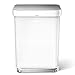 simplehuman 55 Liter Rectangular Kitchen Step Soft-Close Lid, White Stainless Steel Trash can