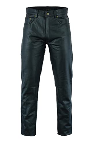 INTAN Safety with Style Motorcycle Leather Pants Black for Men IN-01BP (42)