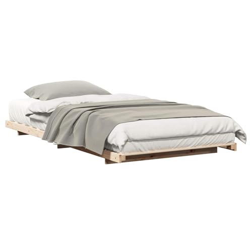 vidaXL Struttura Letto a Terra Marrone 90 x 210 cm, Struttura Letto Moderna e stilosa, Piattaforma Rettangolare, Spazio per riporre, Legno Solido per Camera Minimalista