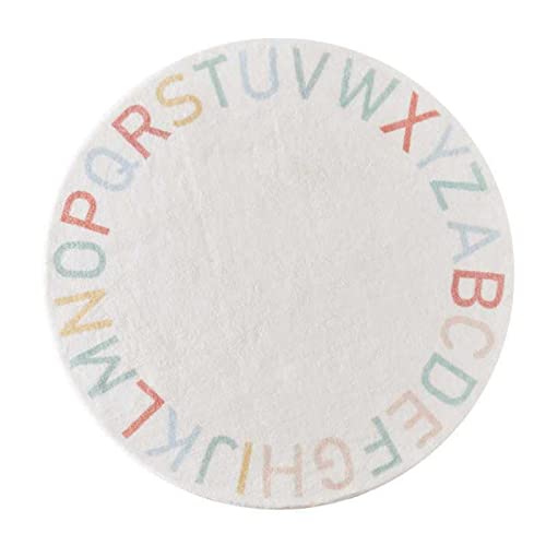Mojun 5.9Ft Abc Round Carpet Kids Educational Learning Area Rug, Cute Soft Circle Alphabet Baby Crawling Mat Play Mat Plush Nursery Rug For Kids Room Bedroom Living Room, Multicolor Letter #TOP7