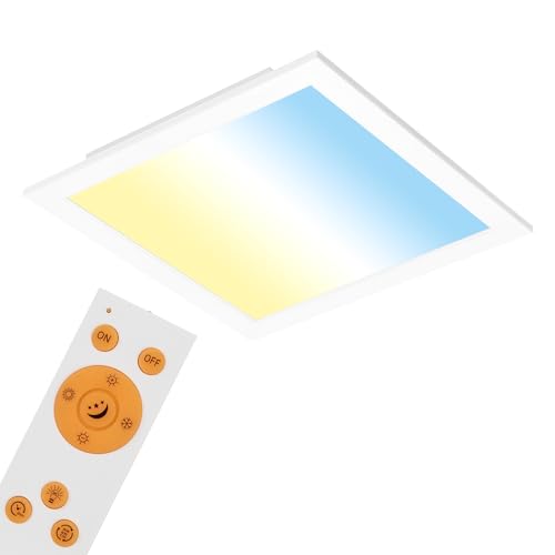 BRILONER - Plafoniera soffitto dimmerabile, Luce calda neutra fredda, telecomando incluso,18W, 1800Lm, Lampadario camera da letto, lampadario cucina, bagno, Bianco 29,5x29,5x4,9 cm