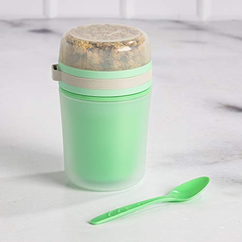 Pote térmico Goodful, com colher, 414 ml, verde