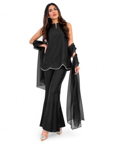 Image of LookMark Women's Rayon Printed Kurta Set with Dupatta Kurti with Pants Ethnic Traditional Outfit