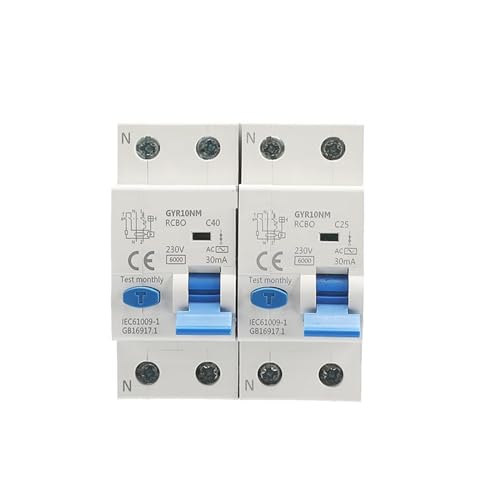 RCBO Disyuntor Magnético GYR10NM 2P 25A 30mA con Protección contra Sobrecorriente y Fugas de Corriente 5