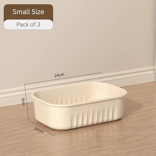 Image of HoopVool Multi Purpose Plastic Storage Bins Stackable Organizer Boxes with Lids, Stackable Crates for Home & Kitchen, items like books, clothes, snacks, toys. (Pack of 3, Small - 24 X 16 X 8 CM)