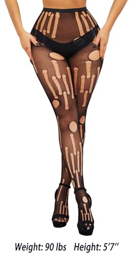 Fishnet Stockings with Holes, Fishnet Tights, Designer Tights for Women, Broken Hole Fishnets4