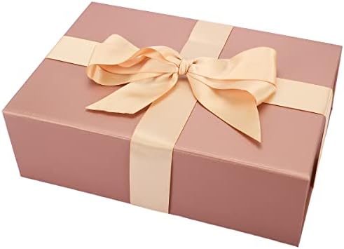 MONDEPAC Gift Box 11x7.5x3.5 Inches,Rose Gold Gift Box with Magnetic Lid，Large Gift Box Contains Card, Ribbon, Shredded Paper Filler Gift Box for Valentine's Day Gift Packaging