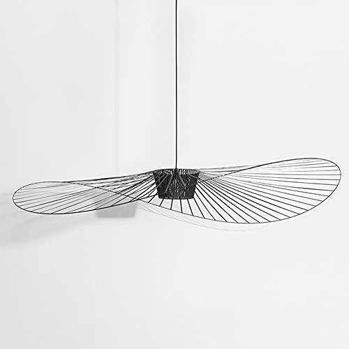 Lámpara De Araña De Salón Vintage Lámpara Colgante De Vértigo Vintage, Fibra De Vidrio + Iluminación De Diseño De Sombrero Romántico De Poliuretano, E27, Max 40W Black 120cm Cover
