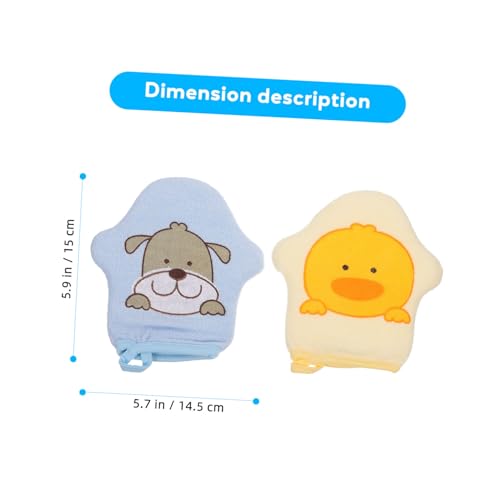 Image of Healifty 2Pcs Baby Bath Sponge Soft Cartoon Mitts for Kids Bathing Washcloths Exfoliating Body Scrubber Gentle Wash Gloves for Toddlers