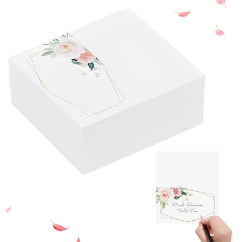 SULIUDAJI 50 Pezzi Segnaposto Cartellini Tavolo Scritta, Segnaposto per Matrimonio Compleanno Comunione Battesimo Cresima Laurea Bigliettini Carta Rosa Fiori Oro Decorazione Festa Bomboniere