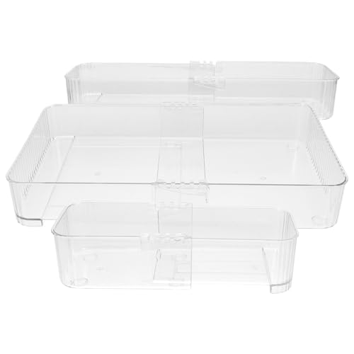 DOITOOL Organizadores de Cajones Transparentes 3 Piezas Set, Bandejas Divisorias Ajustables para Oficina y Cocina, Contenedores de Almacenamiento Expandibles para Clasificación y Orden