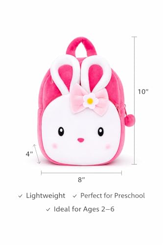 Image of Cartoon Plush Kids School Bag 2-6 Years | Soft Toy Backpack for Boys & Girls | Toddler Nursery Preschool Bag | Lightweight Adjustable Straps