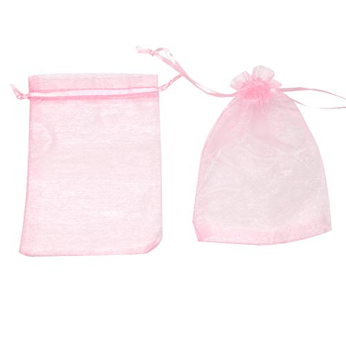 Image of Dealglad 50pcs Drawstring Organza Jewelry Candy Pouch Christmas Wedding Party Favor Gift Bags (8x12, Pink)