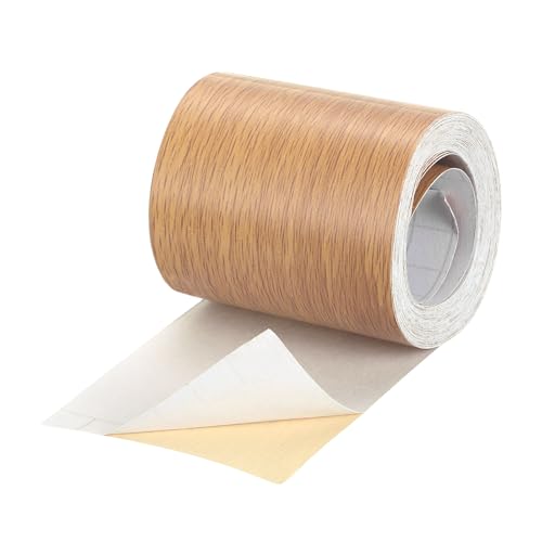 Image of uxcell 1 Roll Wood Grain Tape, 2.36 inch x 26 Ft Realistic Textured Repair Tape Self Adhesive Wood Textured Patch for Floor Wall Door Table Cabinets Desk Furniture Home Decor(Orange)