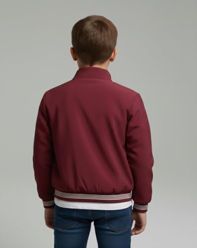 Image of Boys Trendy Maroon Jacket | Soft Fabric Zip Closure Jacket