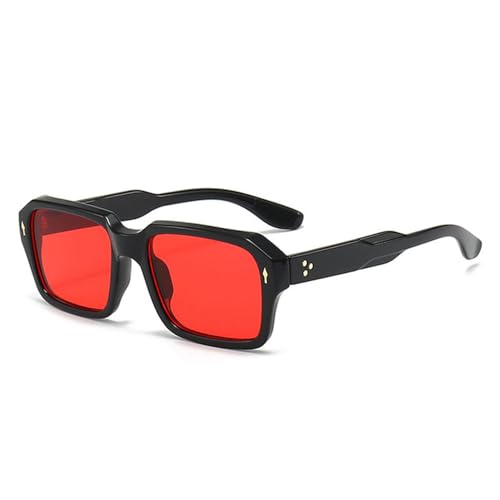Lunettes de soleil punk à rivets pour femmes et hommes verres UV400 rouge et noir