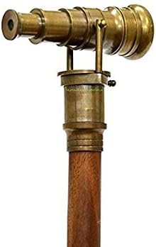 Brass Nautical Antique Telescope Handle Walking Stick Walking Cane Wood Cane Replica Steampunk Unisex Gift for Gentlemen Son Father Grandpa Grandma Unique Item.