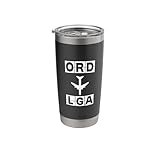 ORD to LGA Airplane Route Airport Code Chicago New York Stainless Steel Insulated Tumbler