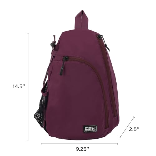 Image of Eddie Bauer Ripstop 8L Shoulder Sling Pack with Padded Air-Mesh Adjustable Crossbody Strap for Right or Left Handed Fit - Dk Plum
