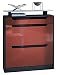 Vladon Zapatero Fiesta, Armario para Zapatos para 16 Pares de Zapatos con 2 Puertas abatibles, 1 Cajón y Estante de Cristal, Negro Mate/Burdeos de Alto Brillo/Negro de Alto Brillo (89 x 104 x 23 cm)
