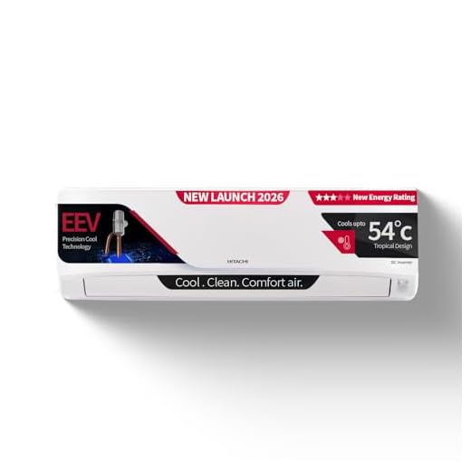 Hitachi 2 Ton 3 Star, New Star rated, Inverter Split AC (Copper, 4 Way Swing, Ice Clean, EEV Precision- Higher Performance Cooling, Anti Bacterial Filter, RAS.G322PCDIBS, White)