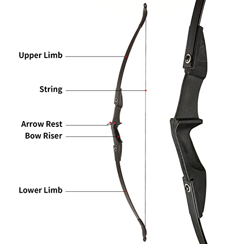 Toparchery Archery 57 Inch Takedown Youth Recurve Bow Hunting Black Long Bow For Beginner Teenagers Right Left Hand Black thumb #1
