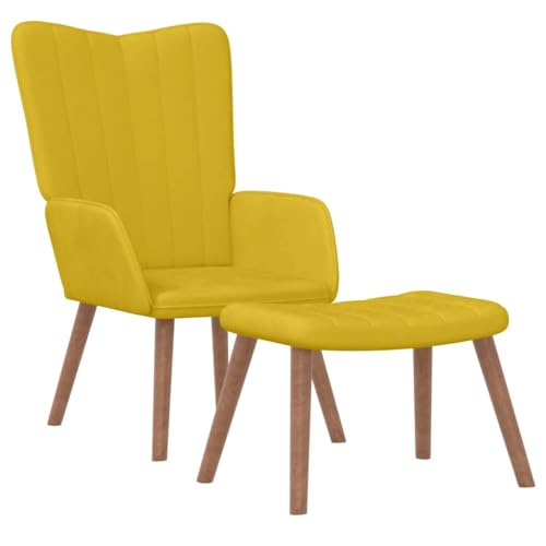 Genérico Sillón de Relax con Taburete Terciopelo Amarillo Mostaza,Mobiliario,Sillas,Sillones-327673