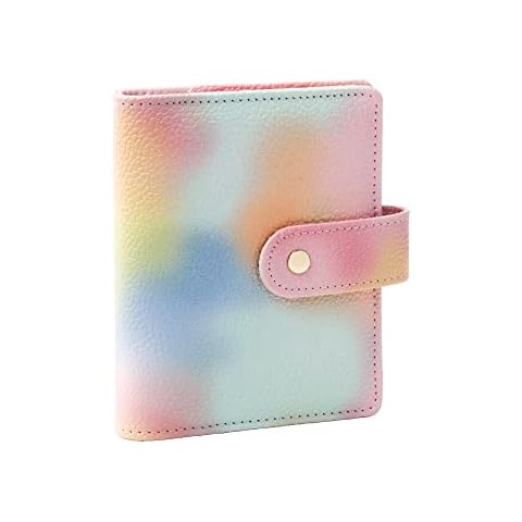 PU Leather Binder A7 Pink Budget Binder Cover Refillable 6-Ring Notebook Binders Loose-Leaf Personal Planner Binder Cover with Metal Snap Closure Cover