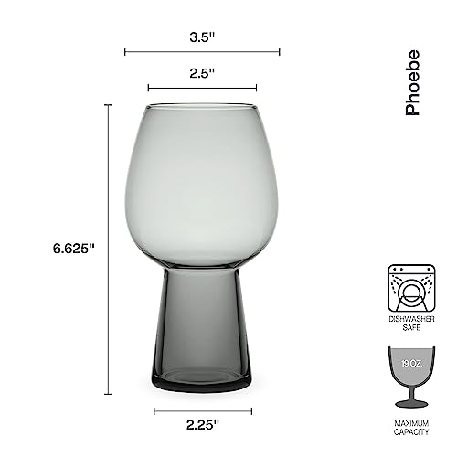 Mikasa Phoebe Goblet Beer Beverage Glass, Set of 4, Smoke by Mikasa - Image 3