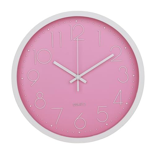 Image of Kuber Industries Wall Clock | Fancy Watch Wall Clocks | Office Wall Clock | Clock for Living Room | Clock for Bedroom | Clock for Hall | Machinery-Quartz | 12 Inch | 2019-E Pink