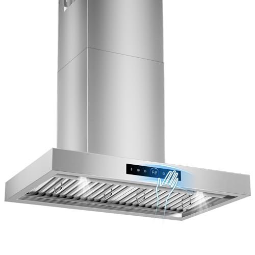 30 inch Range Hood Wall Mount, 1200 CFM with 4-Speed Gesture Sensing & Touch Control, Stainless Steel Ducted Kitchen Stove Vent Hoods with 2 LED Light