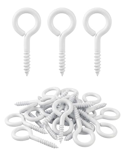 IMSCREWS White Eye Hooks #10 x 1-3/4" 304 Stainless Steel Screw Eyes 50Pcs