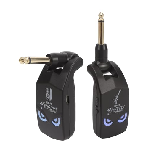 Sistema inalámbrico para guitarra Miwayer 2,4 GHz con batería de litio recargable, transmisor y receptor para guitarra eléctrica, bajo, violín y teclado (HB-40 Negro) miniatura 3