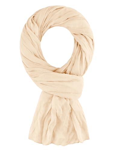 ALLEE DU FOULARD Bufanda Fular Pañuelo Estola Chal 100% Algodón – Beis   Tamaño 200 X 110 CM – Mujer y Hombre   Cómodo y Ligero