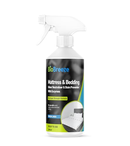 BioBreeze Mattress Odouriser Spray, 500ml - Incontinence & Bedwetting, Stain Preventer, Strong Odour Neutraliser, Mattress Freshener & Bedding Odour Spray - Enzyme Products
