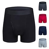 Mens Stretch Boxer Briefs Soft Cotton Open Fly Tagless Underwear Regular Leg Elastic Waistband Skin-Friendly Panties